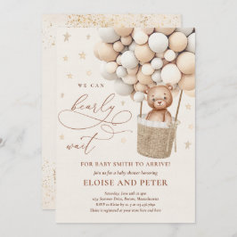 Invitación Baby Shower Bearly Wait Neutral Bear Bear Balloon