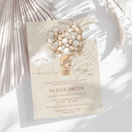 Invitación Baby Shower Bearly Wait Neutral Bear Bear Balloon