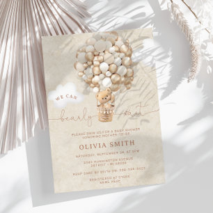 Invitación Baby Shower Bearly Wait Neutral Bear Bear Balloon