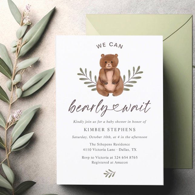 Invitación Baby Shower Bearly Wait Rustic & Modern Invitation (Subido por el creador)