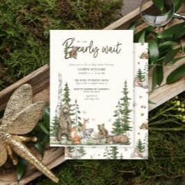 Invitación Baby Shower Bearly Wait Woodland Animals