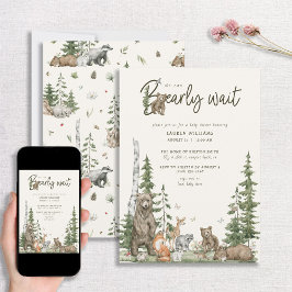 Invitación Baby Shower Bearly Wait Woodland Animals