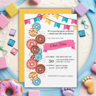 Invitación Baby Shower: Bebé Donut moderno rompe bóvedas