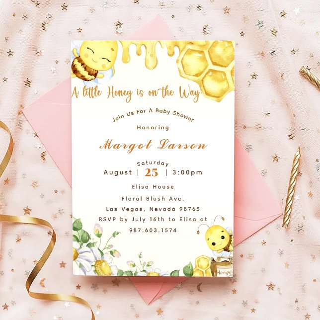Invitación Baby Shower Bee A Little Honey Está En Camino (Subido por el creador)