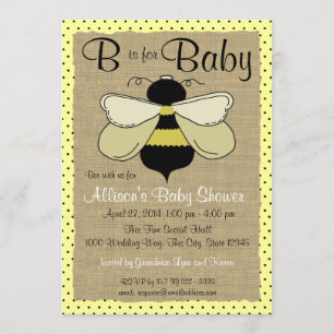 Invitación Baby Shower Bee and Burlap
