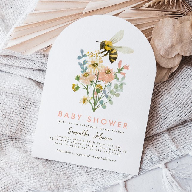 Invitación Baby Shower Bee Floral Mama-to-Bee Arch (Subido por el creador)