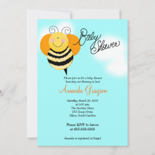 Invitación Baby Shower Bee Hop Bumble Bee