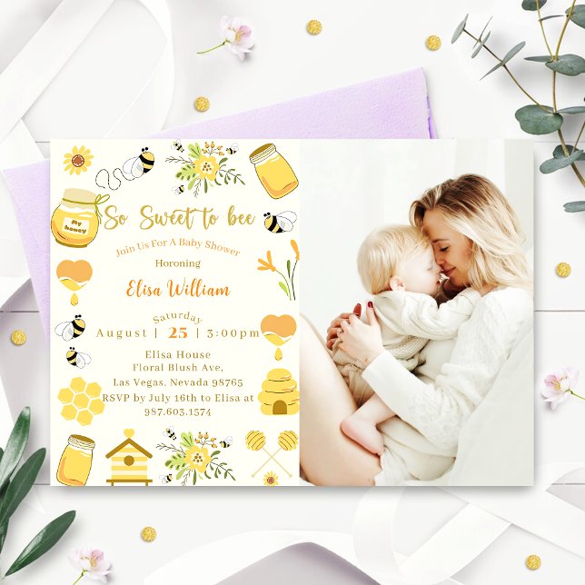 Invitación Baby Shower Bee So Sweet To Aee Photo (Subido por el creador)