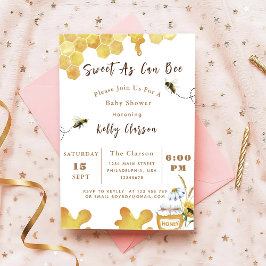 Invitación Baby Shower Bee Sweet As Can Bee