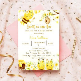 Invitación Baby Shower Bee Sweet As Can Bee