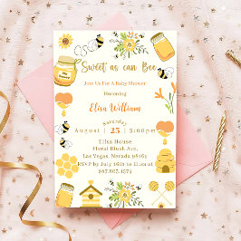 Invitación Baby Shower Bee Sweet As Can Bee