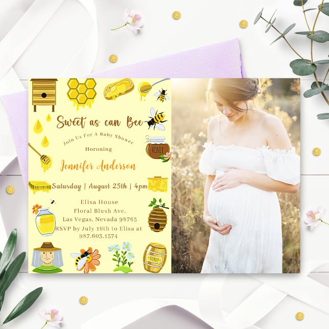 Invitación Baby Shower Bee Sweet As Can Bee Photo (Subido por el creador)