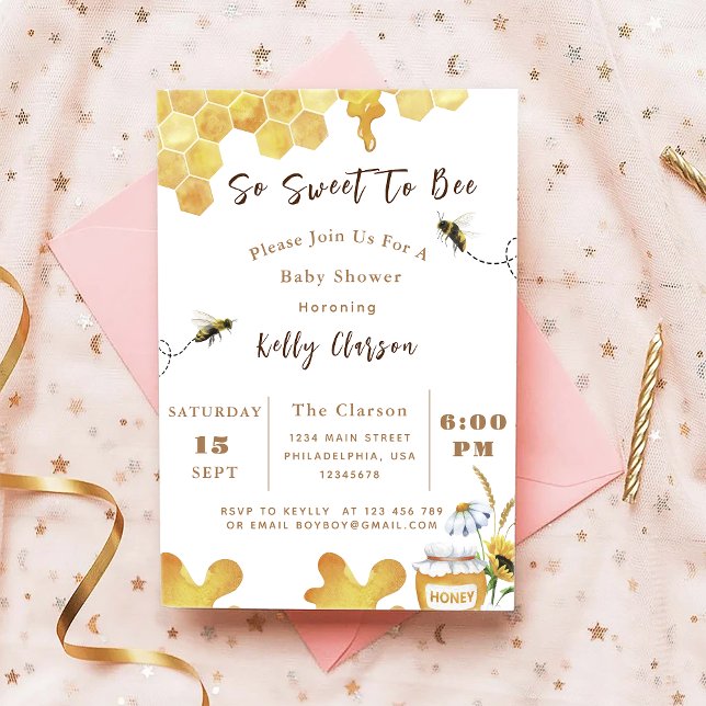 Invitación Baby Shower Bee Tan Dulce Para Apostar (Subido por el creador)