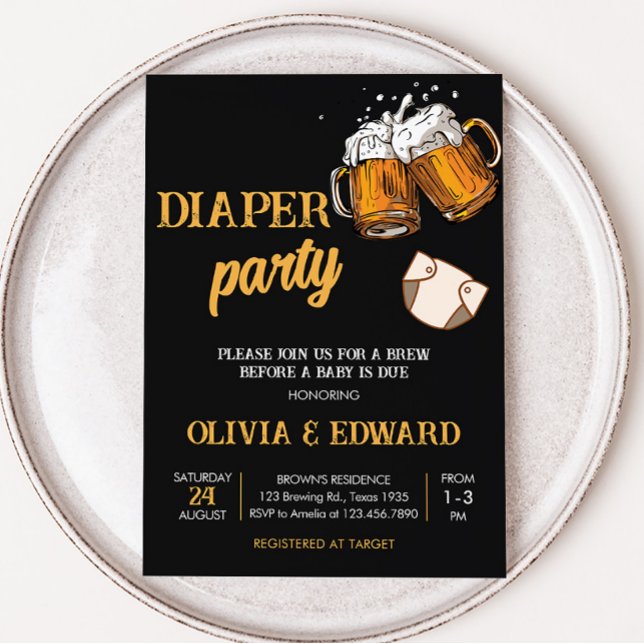 Invitación Baby Shower Beer and Diapers (Brewing Diaper Party Baby Shower Invitation)