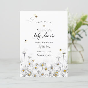 Invitación Baby Shower Bees and Daisies