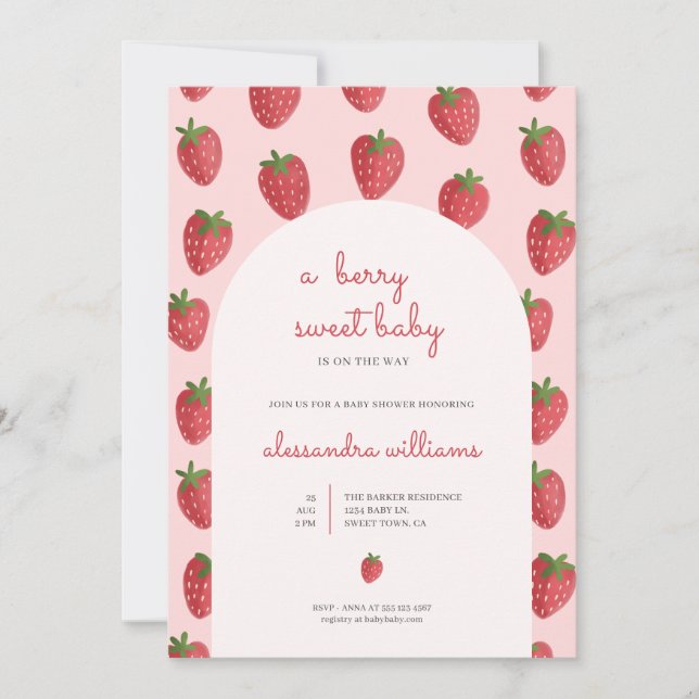 Invitación Baby Shower Berry Sweet Baby (Anverso)