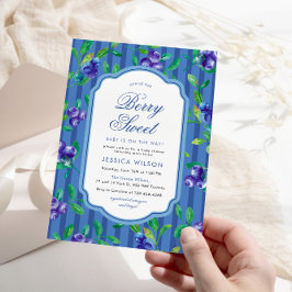 Invitación Baby Shower Berry Sweet Baby Blueberries