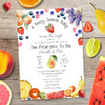 Invitación Baby Shower Berry Sweet Fruit<br><div class="desc">Ducha para bebés con temática de fruta con ilustraciones de arándanos,  pera,  fresa,  melocotón,  piña,  uva,  sandía,  plátano,  naranja,  manzana y frambuesa.</div>