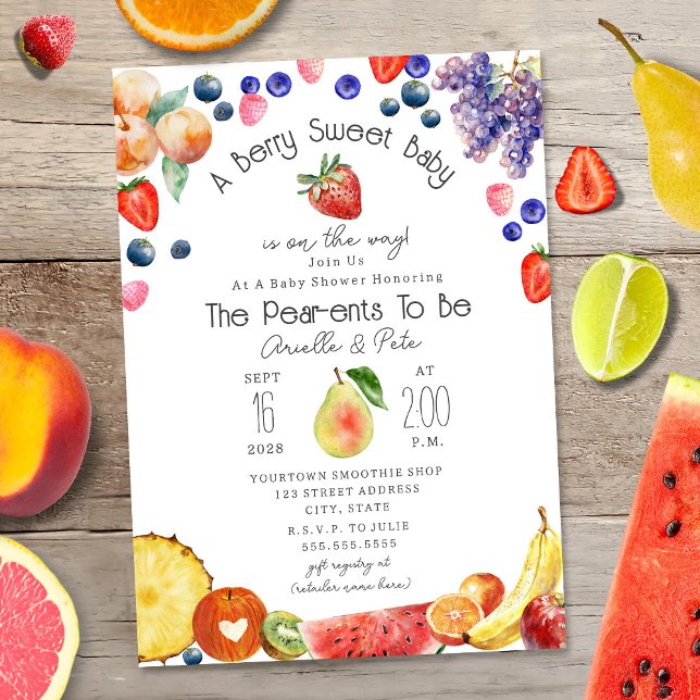 Invitación Baby Shower Berry Sweet Fruit (Subido por el creador)