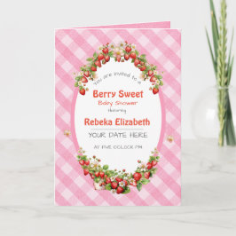 Invitación Baby Shower Berry Sweet Pink Gingham