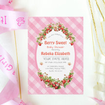 Invitación Baby Shower Berry Sweet Pink Gingham