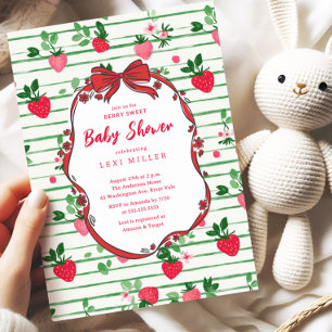 Invitación Baby Shower Berry Sweet Strawberry