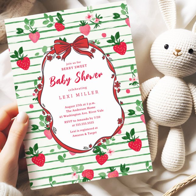 Invitación Baby Shower Berry Sweet Strawberry (Subido por el creador)