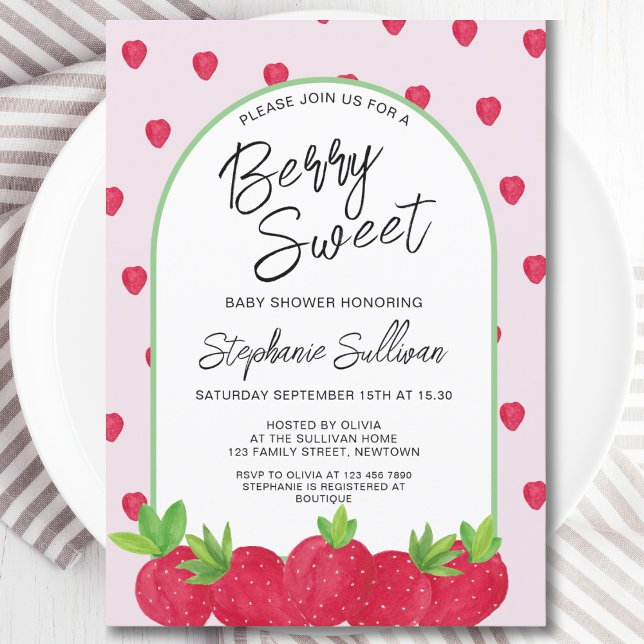 Invitación Baby Shower Berry Sweet Strawberry (Subido por el creador)