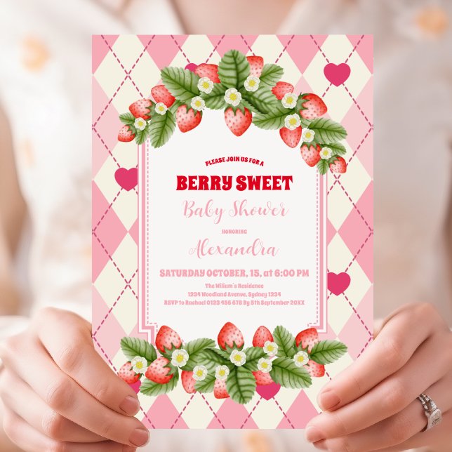 Invitación Baby Shower Berry Sweet Strawberry (Subido por el creador)