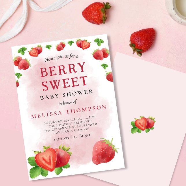 Invitación Baby Shower Berry Sweet Strawberry (Subido por el creador)