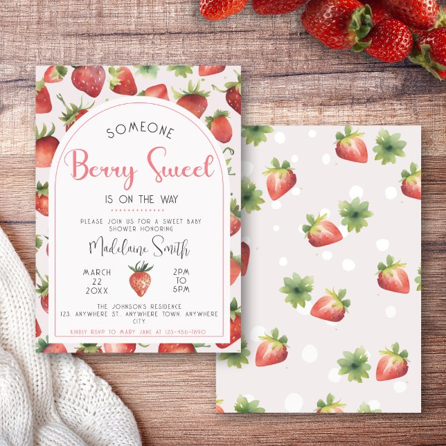 Invitación Baby Shower Berry Sweet Strawberry (Subido por el creador)