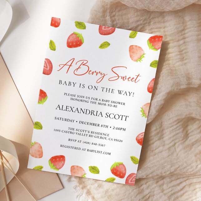 Invitación Baby Shower Berry Sweet Strawberry (Subido por el creador)