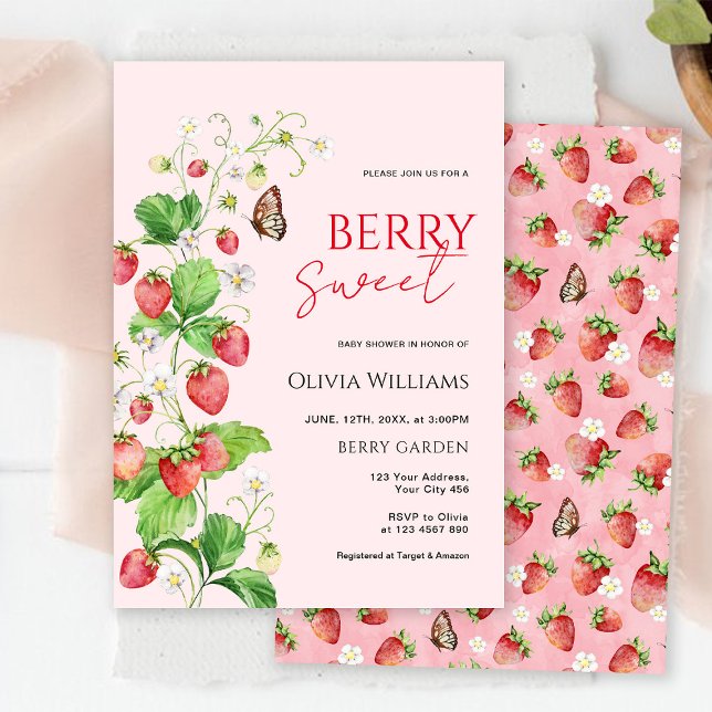 Invitación Baby Shower Berry Sweet Strawberry (Subido por el creador)