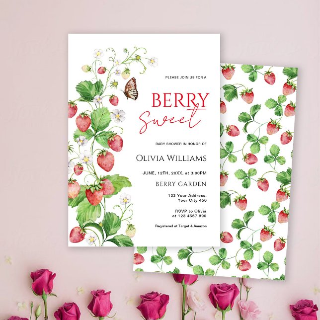 Invitación Baby Shower Berry Sweet Strawberry (Subido por el creador)