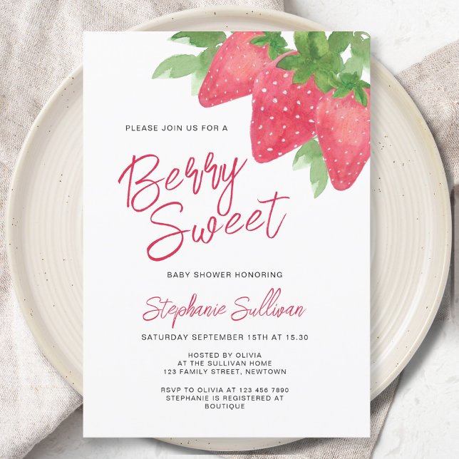 Invitación Baby Shower Berry Sweet Strawberry (Subido por el creador)