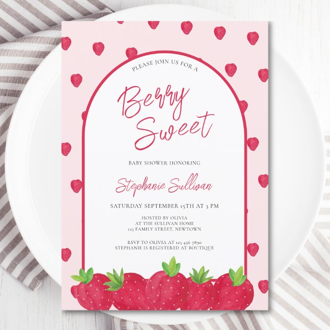 Invitación Baby Shower Berry Sweet Strawberry (Subido por el creador)