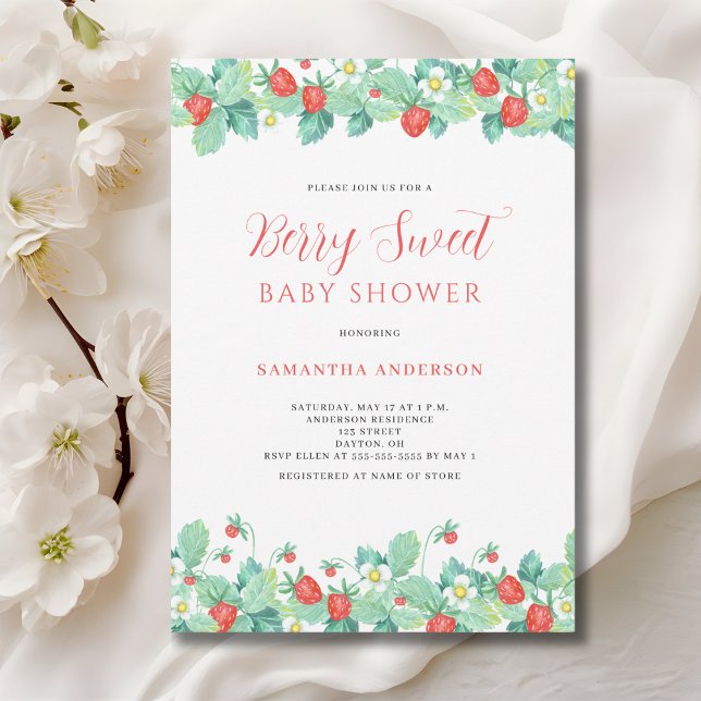 Invitación Baby Shower Berry Sweet Strawberry (Subido por el creador)