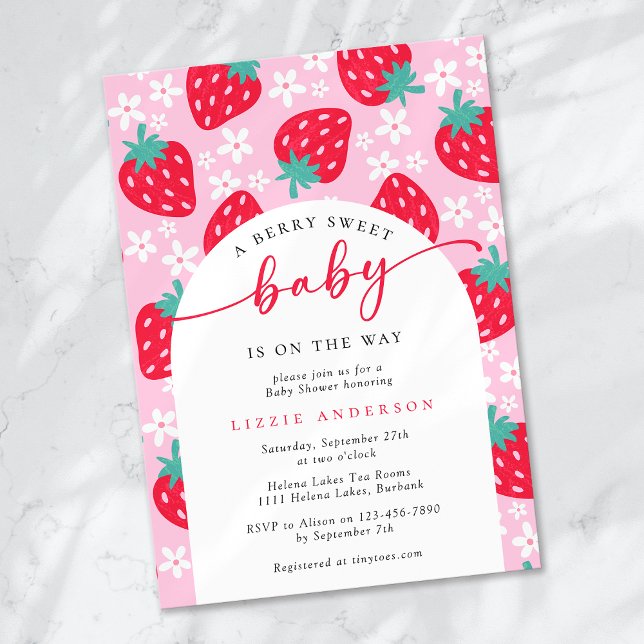 Invitación Baby Shower Berry Sweet Strawberry (Subido por el creador)