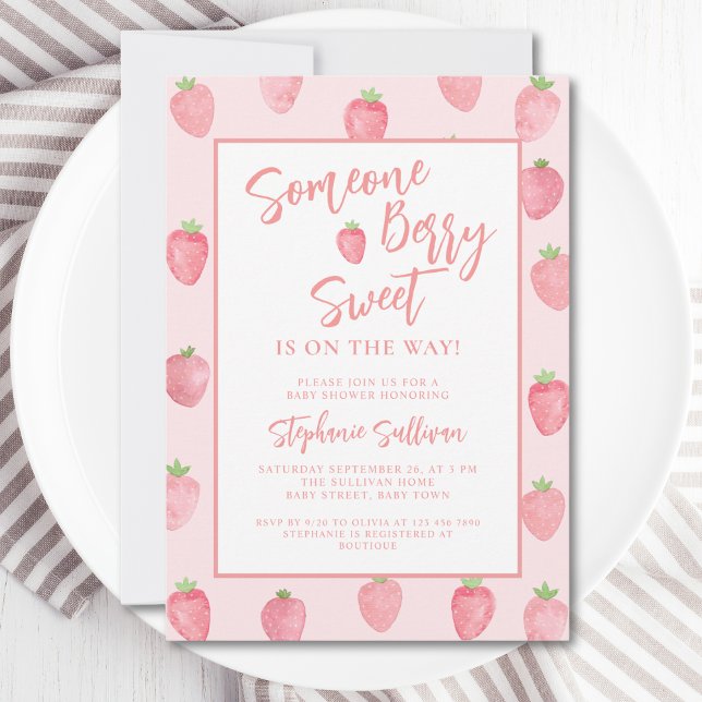 Invitación Baby Shower Berry Sweet Strawberry (Subido por el creador)
