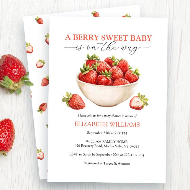 Invitación Baby Shower Berry Sweet Strawberry (Subido por el creador)