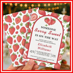 Invitación Baby Shower Berry Sweet Strawberry   Blueberry