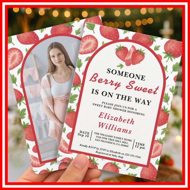 Invitación Baby Shower Berry Sweet Strawberry | FOTO (Subido por el creador)