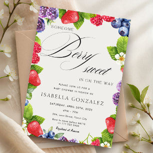 Invitación Baby Shower Berry Sweet Strawberry Wild Berries