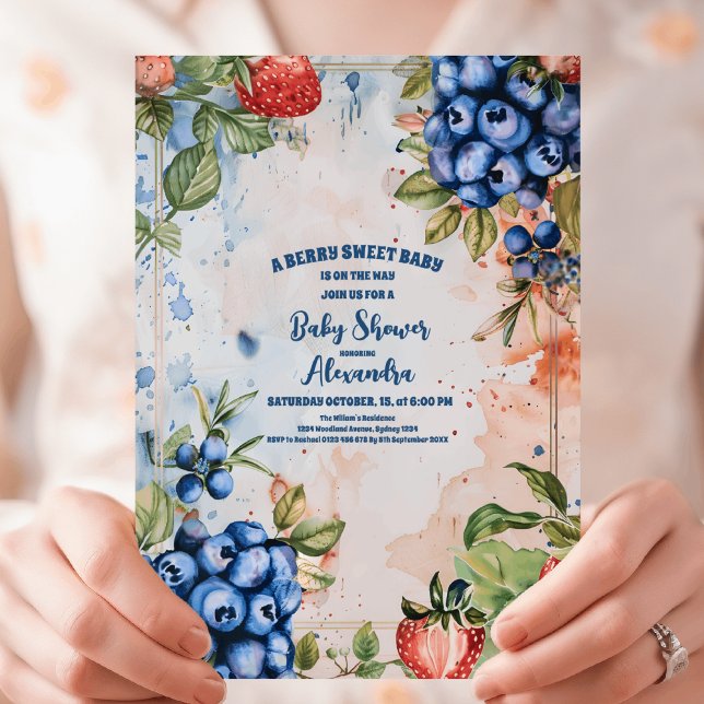 Invitación Baby Shower Berry Sweet Wild Berries & Flowers (Subido por el creador)
