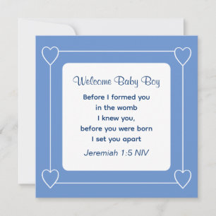 Invitación Baby Shower Biblia Verse Striped BlueInvitation