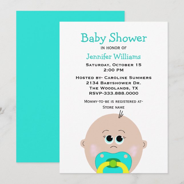 Invitación Baby Shower Big Baby Face (Anverso / Reverso)
