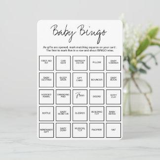 Invitación Baby Shower Bingo Cards, Unique Prefilled Baby Bin