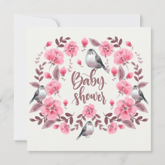 Invitación Baby Shower Birds (Anverso)