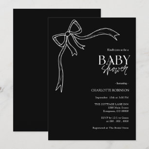 Invitación Baby Shower Black an White Bow