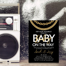 Invitación Baby Shower Black and Gold Hip Hop